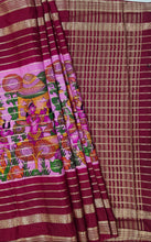 Load image into Gallery viewer, Semi Mysuru Crepe Saree with Baluchari Printed Body,Contrast Border,Pallu and Blouse with Color Options
