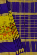 Load image into Gallery viewer, Semi Mysuru Crepe Saree with Kamalkari Printed Body,Contrast Border,Pallu and Blouse.
