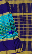 Load image into Gallery viewer, Semi Mysuru Crepe Saree with Kamalkari Printed Body,Contrast Border,Pallu and Blouse.
