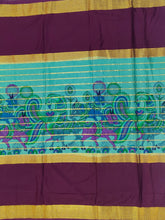 Load image into Gallery viewer, Semi Mysuru Crepe Saree with Kamalkari Printed Body,Contrast Border,Pallu and Blouse.
