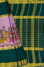 Load image into Gallery viewer, Semi Mysuru Crepe Saree with Kamalkari Printed Body,Contrast Border,Pallu and Blouse.
