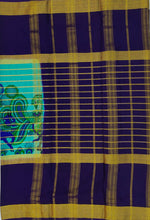 Load image into Gallery viewer, Semi Mysuru Crepe Saree with Kamalkari Printed Body,Contrast Border,Pallu and Blouse.
