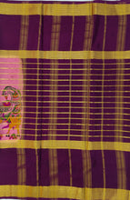 Load image into Gallery viewer, Semi Mysuru Crepe Saree with Kamalkari Printed Body,Contrast Border,Pallu and Blouse.
