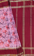 Load image into Gallery viewer, Semi Mysuru Crepe Saree with Digitally Printed Body,Contrast Border,Pallu and Blouse.
