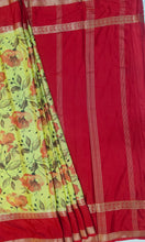 Load image into Gallery viewer, Semi Mysuru Crepe Saree with Digitally Printed Body,Contrast Border,Pallu and Blouse.
