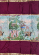 Load image into Gallery viewer, Semi Mysuru Crepe Saree with Digitally Printed Body,Contrast Border,Pallu and Blouse.

