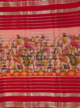 Load image into Gallery viewer, Semi Mysuru Crepe Saree with Kamalkari-Pichwai Printed Body,Contrast Border,Pallu and Blouse with Color Options.
