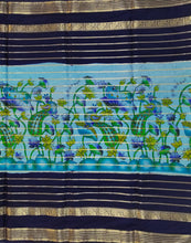 Load image into Gallery viewer, Semi Mysuru Crepe Saree with Kamalkari-Pichwai Printed Body,Contrast Border,Pallu and Blouse with Color Options.
