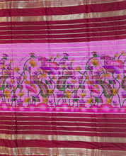 Load image into Gallery viewer, Semi Mysuru Crepe Saree with Kamalkari-Pichwai Printed Body,Contrast Border,Pallu and Blouse with Color Options.
