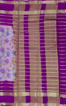 Load image into Gallery viewer, Semi Mysuru Crepe Saree with Kamalkari Printed Body,Contrast Border,Pallu and Blouse.
