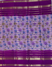 Load image into Gallery viewer, Semi Mysuru Crepe Saree with Digitally Printed Body,Contrast Border,Pallu and Blouse.
