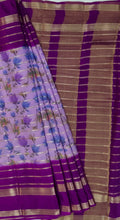 Load image into Gallery viewer, Semi Mysuru Crepe Saree with Kamalkari Printed Body,Contrast Border,Pallu and Blouse.
