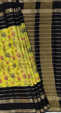 Load image into Gallery viewer, Semi Mysuru Crepe Saree with Kamalkari Printed Body,Contrast Border,Pallu and Blouse.
