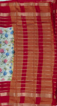 Load image into Gallery viewer, Semi Mysuru Crepe Saree with Kamalkari Printed Body,Contrast Border,Pallu and Blouse.

