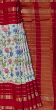 Load image into Gallery viewer, Semi Mysuru Crepe Saree with Kamalkari Printed Body,Contrast Border,Pallu and Blouse.
