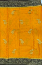 Load image into Gallery viewer, Banaras Chinnon Crepe Saree with Contrast Border,Pallu and Blouse.
