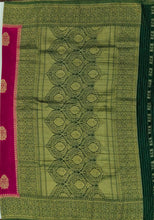 Load image into Gallery viewer, Banaras Chinnon Crepe Saree with Contrast Border,Pallu and Blouse.
