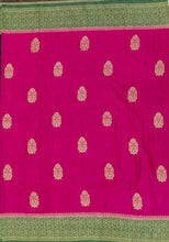 Load image into Gallery viewer, Banaras Chinnon Crepe Saree with Contrast Border,Pallu and Blouse.
