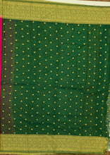 Load image into Gallery viewer, Banaras Chinnon Crepe Saree with Contrast Border,Pallu and Blouse.
