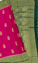 Load image into Gallery viewer, Banaras Chinnon Crepe Saree with Contrast Border,Pallu and Blouse.
