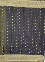 Load image into Gallery viewer, Banaras Chinnon Crepe Saree with Contrast Border,Pallu and Blouse.
