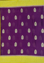 Load image into Gallery viewer, Banaras Chinnon Crepe Saree with Contrast Border,Pallu and Blouse.
