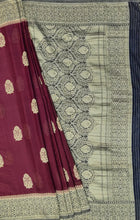 Load image into Gallery viewer, Banaras Chinnon Crepe Saree with Contrast Border,Pallu and Blouse.
