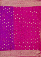 Load image into Gallery viewer, Banaras Chinnon Crepe Saree with Contrast Border,Pallu and Blouse.
