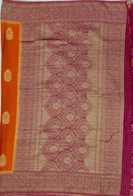 Load image into Gallery viewer, Banaras Chinnon Crepe Saree with Contrast Border,Pallu and Blouse.
