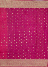 Load image into Gallery viewer, Banaras Chinnon Crepe Saree with Contrast Border,Pallu and Blouse.
