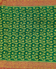 Load image into Gallery viewer, Banaras Chinnon Crepe Saree with Contrast Border,Pallu and Blouse.
