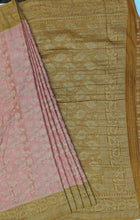 Load image into Gallery viewer, Banaras Chinnon Crepe Saree with Contrast Border,Pallu and Blouse.
