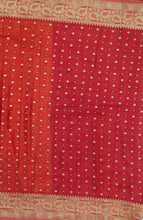 Load image into Gallery viewer, Banaras Chinnon Crepe Saree with Contrast Border,Pallu and Blouse.
