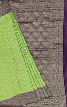 Load image into Gallery viewer, Banaras Chinnon Crepe Saree with Contrast Border,Pallu and Blouse.
