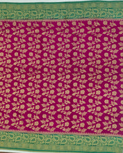 Load image into Gallery viewer, Banaras Chinnon Crepe Saree with Contrast Border,Pallu and Blouse.
