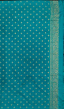 Load image into Gallery viewer, Banaras Crepe Saree with Kashmiri Thread work with Contrast Border,Pallu and Butti Blouse(Black-Sapphire combination)
