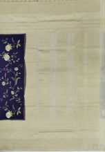 Load image into Gallery viewer, Banaras Crepe Saree with Kashmiri Thread work with Contrast Border,Pallu and Butti Blouse(Navy Blue-Off white combination)
