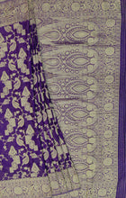 Load image into Gallery viewer, Banaras Chinnon Crepe Saree with Self Colored Border,Pallu and Blouse-With Color Options
