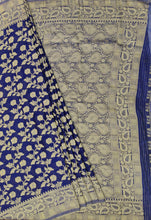 Load image into Gallery viewer, Banaras Chinnon Crepe Saree with Self Colored Border,Pallu and Blouse.
