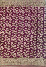 Load image into Gallery viewer, Banaras Chinnon Crepe Saree with Self Colored Border,Pallu and Blouse.
