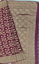 Load image into Gallery viewer, Banaras Chinnon Crepe Saree with Self Colored Border,Pallu and Blouse.
