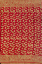 Load image into Gallery viewer, Banaras Chinnon Crepe Saree with Self Colored Border,Pallu and Blouse.
