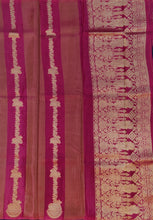 Load image into Gallery viewer, Banaras Crepe Saree with Self Colored Tissue Stripes and Motifs comes with Contrast Blouse
