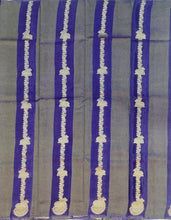 Load image into Gallery viewer, Banaras Crepe Saree with Self Colored Tissue Stripes and Motifs comes with Contrast Blouse
