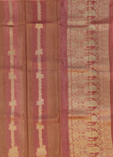 Load image into Gallery viewer, Banaras Crepe Saree with Self Colored Tissue Stripes and Motifs comes with Contrast Blouse
