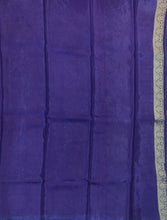 Load image into Gallery viewer, Banaras Crepe Saree with Self Colored Tissue Stripes and Motifs comes with Contrast Blouse
