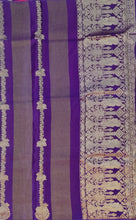 Load image into Gallery viewer, Banaras Crepe Saree with Self Colored Tissue Stripes and Motifs comes with Contrast Blouse
