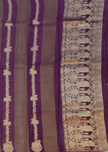 Load image into Gallery viewer, Banaras Crepe Saree with Self Colored Tissue Stripes and Motifs comes with Contrast Blouse
