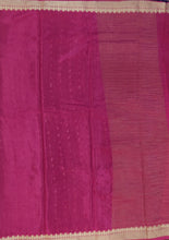 Load image into Gallery viewer, Banaras Crepe Saree with Thin Zari Stripes,Self Color Border,Paluu and Contrast Butti Blouse
