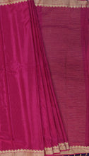 Load image into Gallery viewer, Banaras Crepe Saree with Thin Zari Stripes,Self Color Border,Paluu and Contrast Butti Blouse
